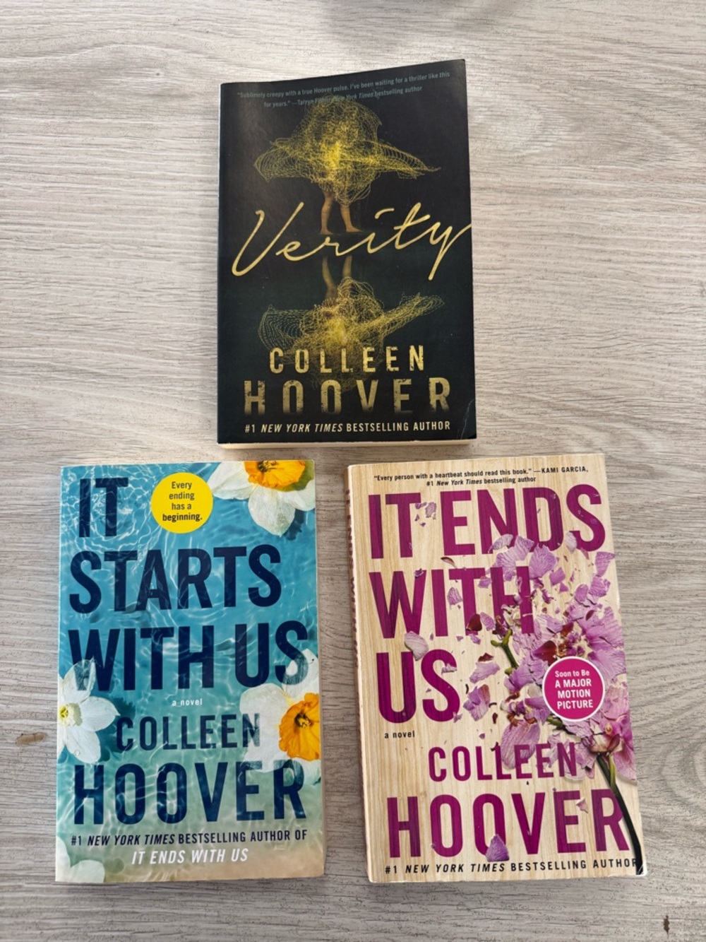 3 Colleen Hoover books 
'It Starts With Us' Paperback Book - Blue